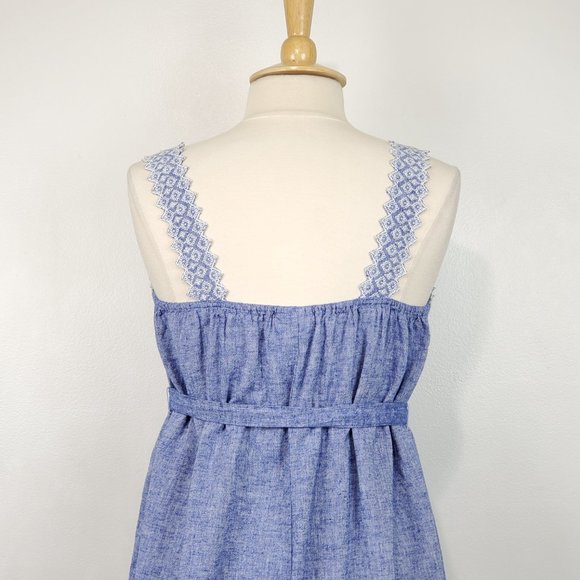 Isabel Linen Blend Sleeveless Belted Summer Maternity Dress Embroidery Size L - Picture 9 of 14